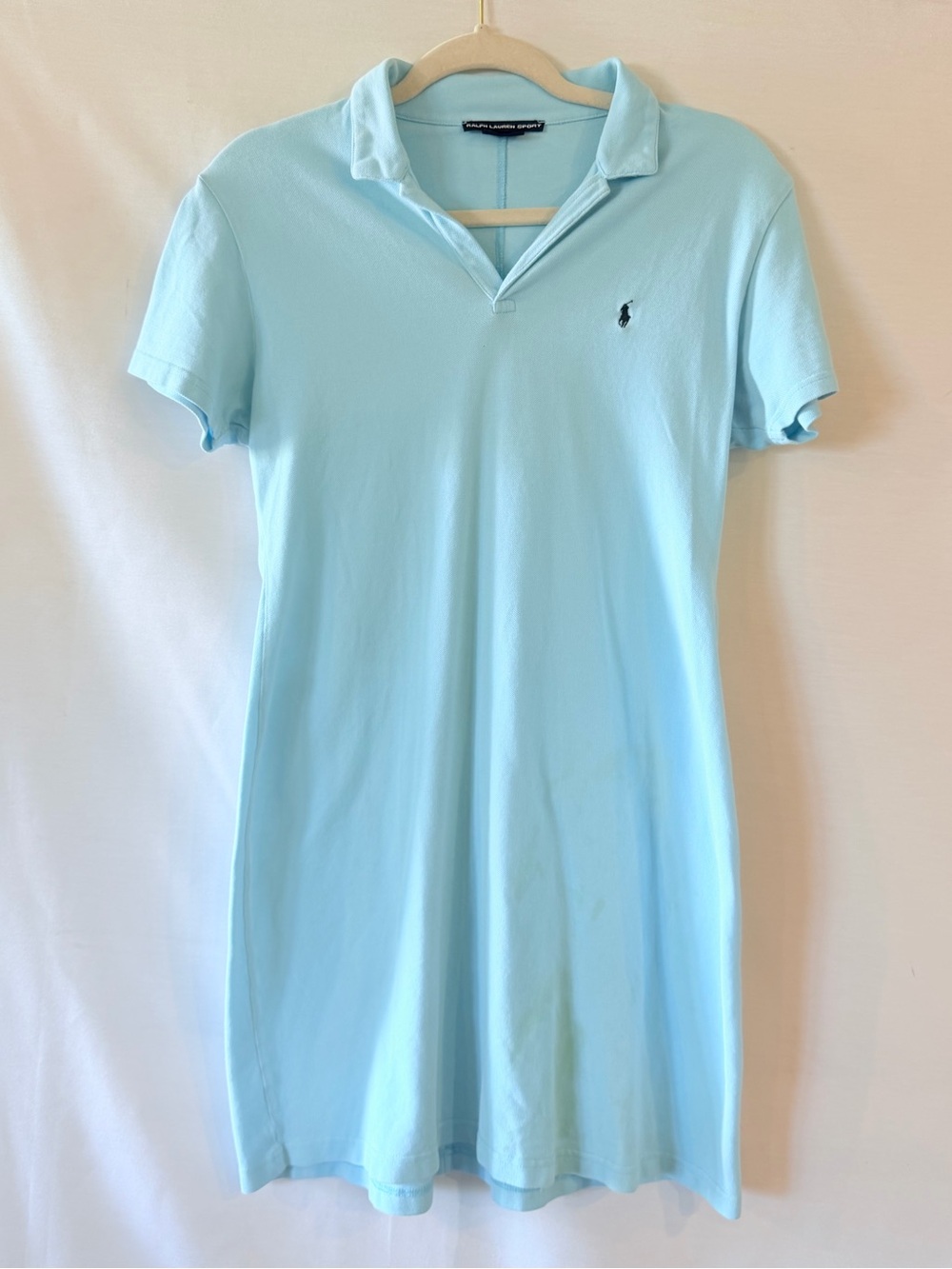 100% Cotton Ralph Lauren Light Baby Blue Vintage Polo Shirt Dress Golf Tennis